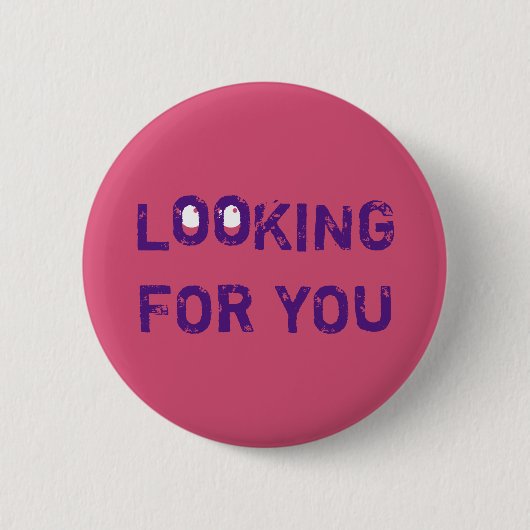 Badge Rond 5 Cm Flirt RECHERCHE POUR VOUS Bleu (Devant)