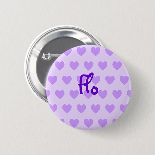 Badge Rond 5 Cm Flo en violet (Devant & derrière)