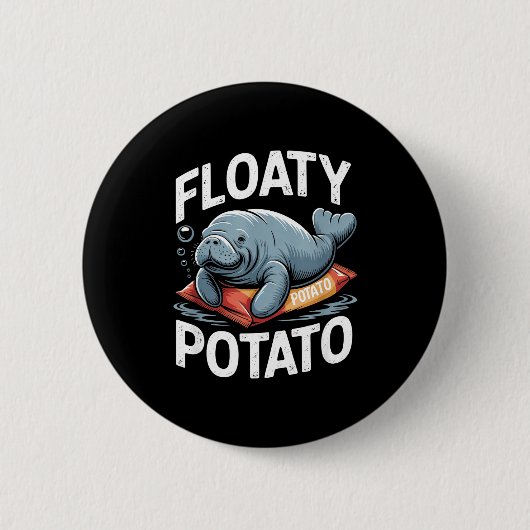 Badge Rond 5 Cm Floaty Tatoes Manatee Funny Sea Cow Ocean Animal L (Devant)
