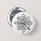 Badge Rond 5 Cm Flocon de neige argenté (Devant & derrière)
