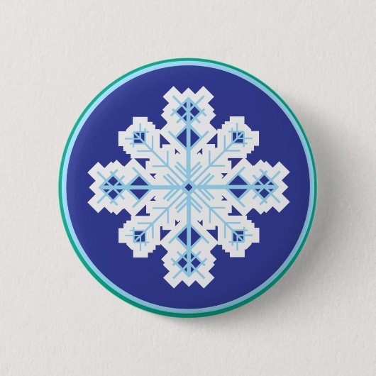 Badge Rond 5 Cm flocon de neige cristallin (Devant)