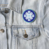 Badge Rond 5 Cm flocon de neige cristallin (En situation)