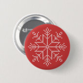Badge Rond 5 Cm Flocon de neige de Noël scandinave tricot (Devant & derrière)