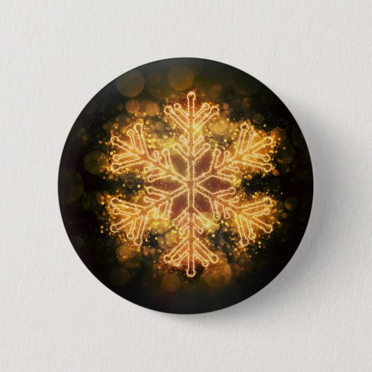 Badge Rond 5 Cm Flocon de neige d'or (Devant)