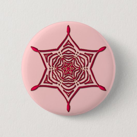 BADGE ROND 5 CM FLOCON DE NEIGE ROSE (Devant)