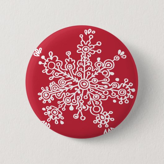 Badge Rond 5 Cm Flocon de neige rouge (Devant)