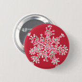 Badge Rond 5 Cm Flocon de neige rouge (Devant & derrière)
