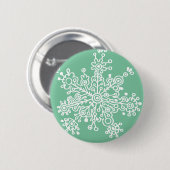 Badge Rond 5 Cm Flocon de neige (sur vert) (Devant & derrière)
