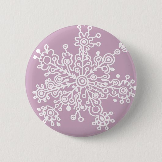 Badge Rond 5 Cm Flocon de neige (sur violet clair) (Devant)