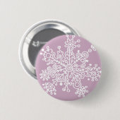Badge Rond 5 Cm Flocon de neige (sur violet clair) (Devant & derrière)