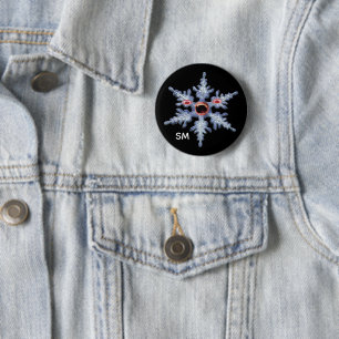Badge Rond 5 Cm Flocon de neige zombie monogrammé Frigo Noël effra