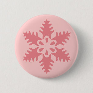 Badge Rond 5 Cm Flocon Rose 7