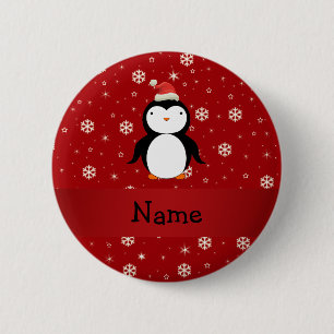 Badge Rond 5 Cm Flocons de neige nommés personnalisés de rouge d