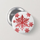 Badge Rond 5 Cm Flocons de neige rouges (Devant & derrière)