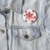 Badge Rond 5 Cm Flocons de neige rouges (En situation)