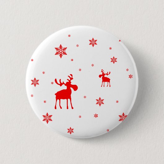 Badge Rond 5 Cm Flocons de neige rouges simples modernes (Devant)