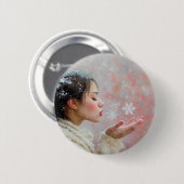 Badge Rond 5 Cm Flocons de neige soufflés (Devant & derrière)