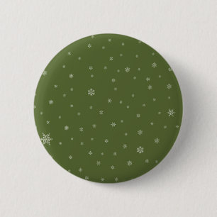Badge Rond 5 Cm Flocons de neige sur le vert