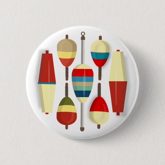 Badge Rond 5 Cm Flocons de pêche / Bobbers (Devant)