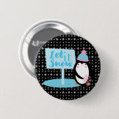 Badge Rond 5 Cm Flocons Mignons Manchot Noir Blanc (Devant & derrière)