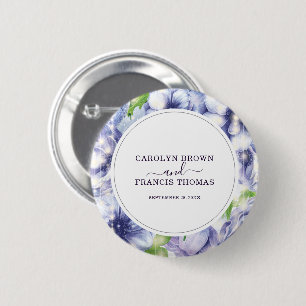 Badge Rond 5 Cm Floral Anemone violet Mariage personnalisé