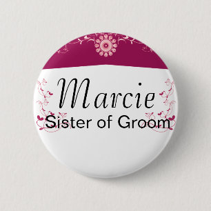 Badge Rond 5 Cm Floral blanc rose