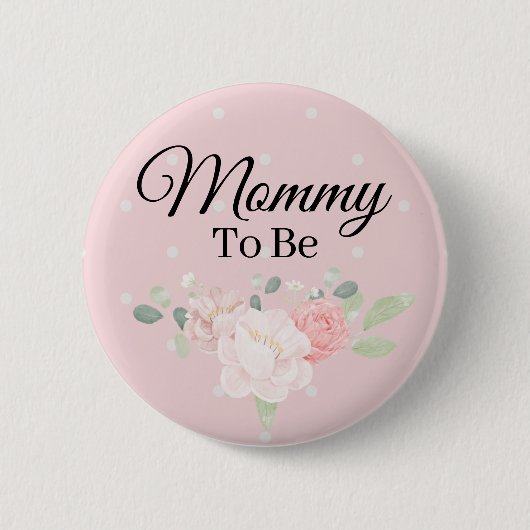 Badge Rond 5 Cm Floral Blush rose maman à être épingle (Devant)