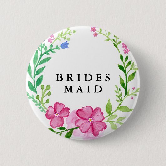 Badge Rond 5 Cm Floral Bridesmaid Mariage (Devant)