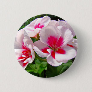 Badge Rond 5 Cm Floral de géranium rose et rouge