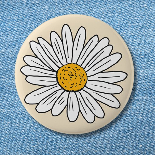 Badge Rond 5 Cm Floral de marguerite blanche monogramme