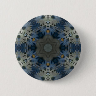 Badge Rond 5 Cm Floral de marguerite bleu antique