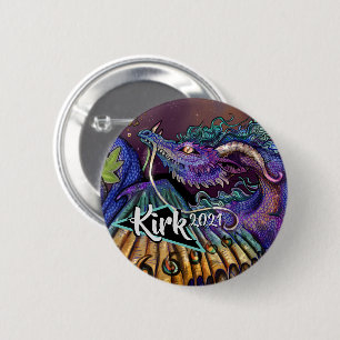 Badge Rond 5 Cm Floral Dragon nom et année personnalisés
