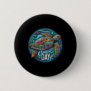 Badge Rond 5 Cm Floral Jour des terres de tortue de mer Planète Ar