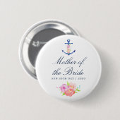 Badge Rond 5 Cm Floral Mariage nautique mère de la mariée (Devant & derrière)