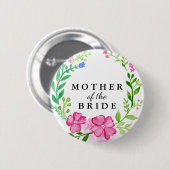 Badge Rond 5 Cm Floral Mère du Mariage de mariée (Devant & derrière)