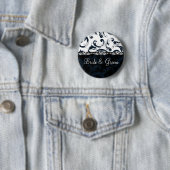 Badge Rond 5 Cm Floral noir et blanc (En situation)