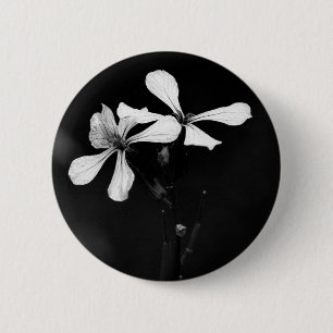 Badge Rond 5 Cm floral noir et blanc minimaliste
