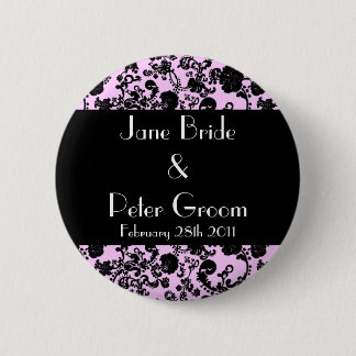 Badge Rond 5 Cm Floral Rococo Mariage, bouton souvenir