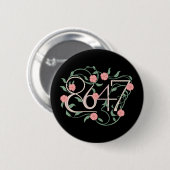 Badge Rond 5 Cm Floral Subtle Anti Trump 8647 86 47 Boho (Devant & derrière)
