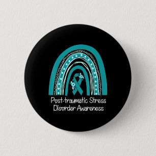Badge Rond 5 Cm Floral Turquoise Ruban arc-en-ciel guerrier Ptsd s