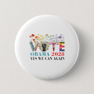 Badge Rond 5 Cm Floral Vote Obama 2028 Réparons ce Président 202