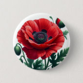 Badge Rond 5 Cm Flore de pavot rouge (Devant)