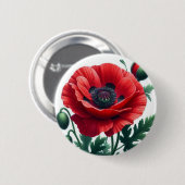 Badge Rond 5 Cm Flore de pavot rouge (Devant & derrière)