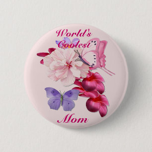 Badge Rond 5 Cm Flore exotique pour maman