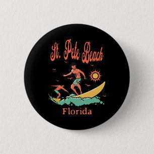 Badge Rond 5 Cm Floride St. Pete Beach Fl Surfeur Surfant Pêche P