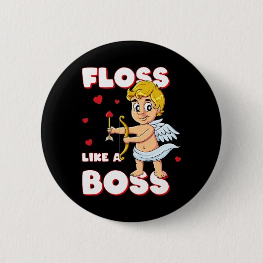 Badge Rond 5 Cm Floss Like A Boss Cupid Valentines Day Boys Girls (Devant)