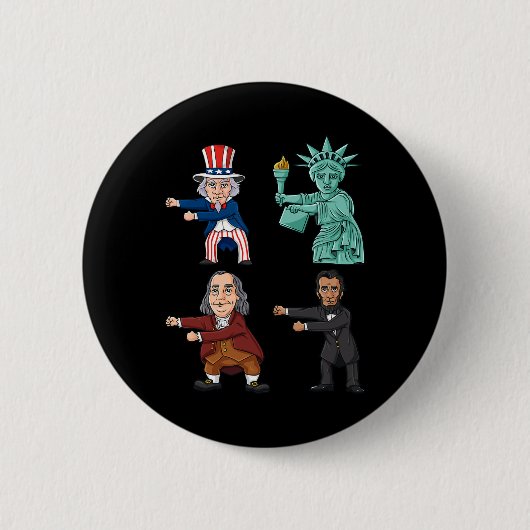 Badge Rond 5 Cm Floss Like Boss Uncle Sam Ben Franklin Liberty 4 (Devant)