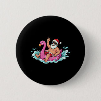 Badge Rond 5 Cm Flotteur Flamant Rose Santa Été Été Noël Hommes