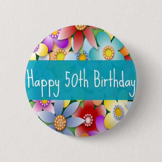 Badge Rond 5 Cm flower50th (Devant)