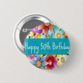Badge Rond 5 Cm flower50th (Devant & derrière)